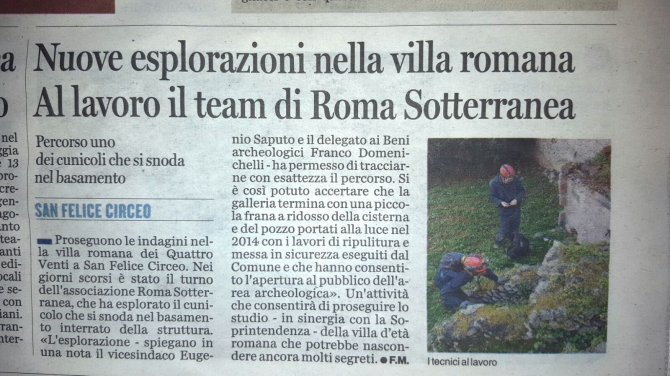 Nuove esplorazioni nella villa romana. Al lavoro il team di Roma Sotterranea