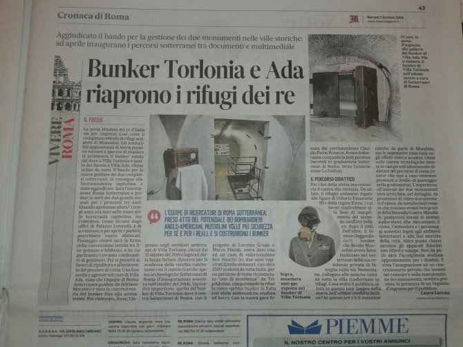 Bunker Torlonia e Ada, riaprono i rifugi dei re